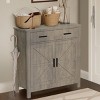 GlasFlength Decorative Storage Cabinets Modern Accent Storage Cabinet with 2 Doors Free standing Cabinet for Living Room, Gray, 31.5"*11.4"*31.6" - 2 of 4