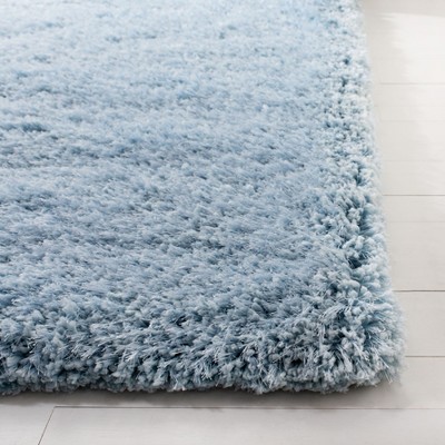 Hand-Tufted Rippling Light Blue Synthetic Shag Rug 3' x 5'