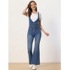 Allegra K Women's Casual Denim V Neck Zip Up Bell Bottom Jeans Jumpsuits - 4 of 4