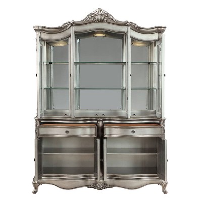 Ariadne 92" Antique Platinum China Cabinet with Glass Shelves