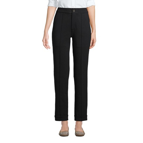 Lands' End Women's Petite Starfish High Rise Pintuck Straight Leg Elastic  Waist Pull On Ankle Pants - Large - Black : Target