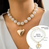 Y2K Gold Heart Choker | Chunky Pearl Bead Necklace Trendy Gift - 2 of 4