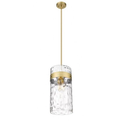 Fontaine Transitional Indoor/Outdoor Rubbed Brass and Glass Pendant