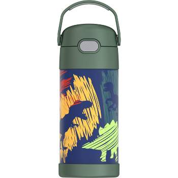 Zak Designs Dino Camo 14 Ounce Stainless Steel Vacuum Insulated Water Bottle, Dinosaurs