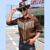 BLUEMING Men's Western Cowboy Fringe Shirt Costume Long Sleeve Casual Hippie Slim Fit Button Down Shirt - 4 of 4