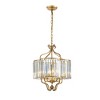 ALOADECOR 4 Lights W18in Glam Crystal Chandelier in Matte Gold Luxury Unique Drum Shape Pendant Light for Dining Room - 4 of 4