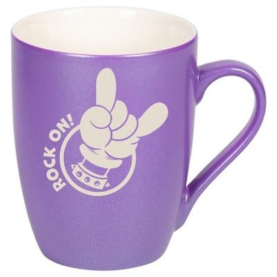 100 North Heavy Metal 10 Ounce Passion Purple Metallic Finish, Comfortably Fits Your Hands, New Bone China Coffee Tea Cup Mug, Rock On!