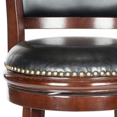 Cappuccino and Black Swivel Bar Stool with Leather Seat