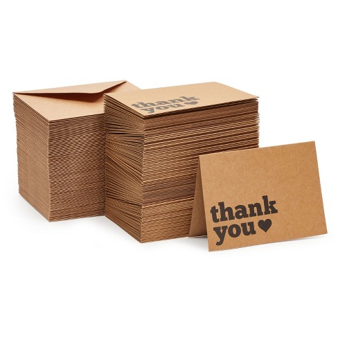 120-Count Thank You Cards with Envelopes, Brown Kraft Paper, Bulk Value Pack, Ideal for Any Occasions, Business, Wedding, 3.5" x 5" - image 1 of 4