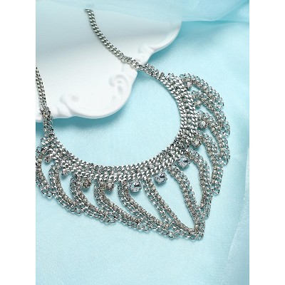 SOHI Women's Crystal Silver The Crùn Statement Necklace