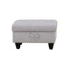 DOMETOUR Gray White Flannel Storage Ottoman - Versatile Living Room Footstool with Hidden Compartment - 4 of 4