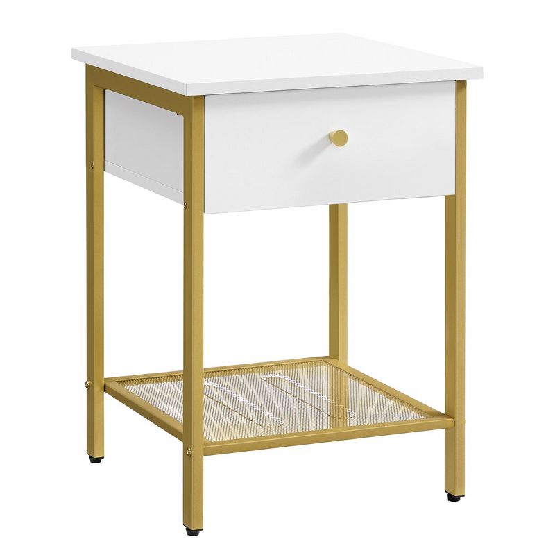 VASAGLE White Nightstand - Modern Bedside Table with Drawer and Open Shelf, 1 of 10