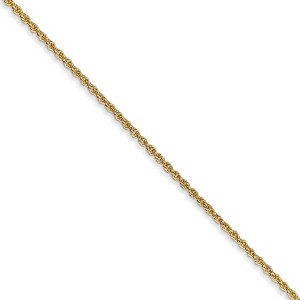 Black Bow Jewelry 1.1mm, 14K Yellow Gold, Solid Baby Rope Chain Necklace - 1 of 4
