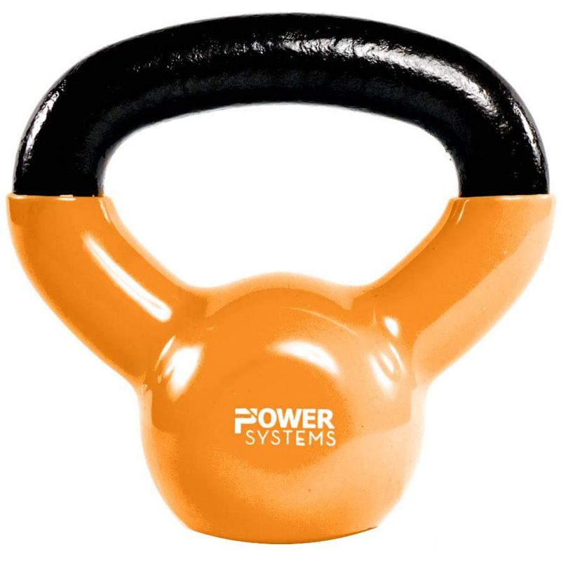 Power Systems Premium Vinyl Covered Cast Iron Kettlebell Prime Home Gym Exercise Weight Training Accessory, 5 Pounds, Orange, 2 of 4