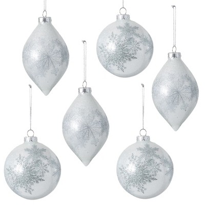 Sullivans Set of 6 Snowflake Pattern Ornament Kit 4"H & 5"H Silver