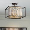 Possini Euro Design Milne 14" Modern Semi Flush-Mount Ceiling Light Fixture Kitchen Foyer Hallway Round 4-Light Brown Bronze and Brass Finish Crystal - 2 of 4