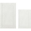 Home Mart Goods 2 Piece Set White Solid Border Plush Soft Cozy Bath Mat Set - 2 of 4