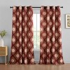 HLC.ME Liam Ogee Ikatt Damask Patterned Window Grommet Curtains Bedroom - Light Reducing Window Panels, Set of 2 - 2 of 4