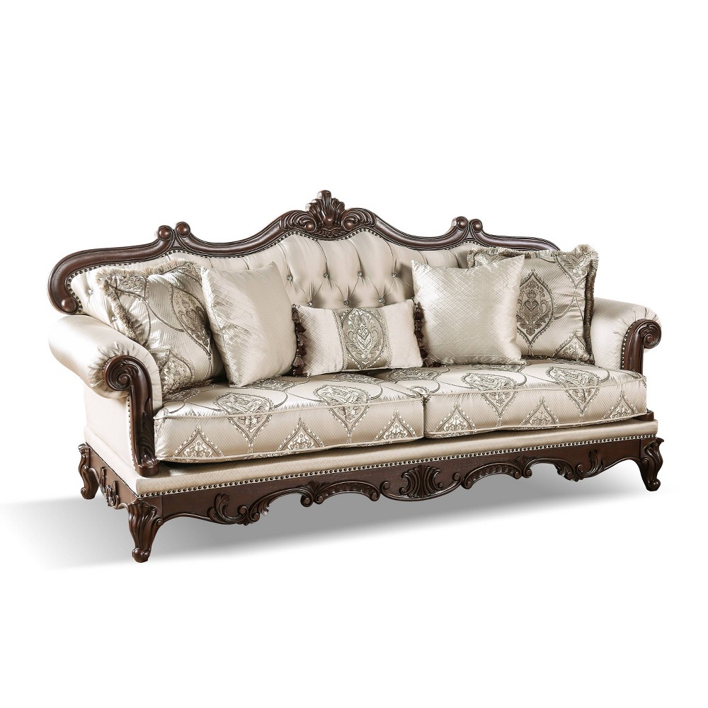 Photos - Sofa HOMES: Inside + Out Alsace 90.25"  Traditional Button Tufted Dark Cher