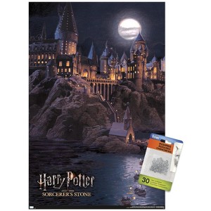 Trends International Harry Potter and the Sorcerer's Stone - Hogwarts at Night Unframed Wall Poster Prints - 1 of 4