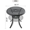 SKRAN Outdoor 30.71-Inch Cast Aluminum Patio Dining Table with Black Frame Rust-Resistant, Water-Resistant, with Umbrella Hole - 3 of 4
