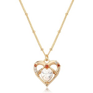 Gold Plated Faith Necklace for Women, Cross Evil Eye & Angel Wing CZ Pendant Zircon Heart - 1 of 4