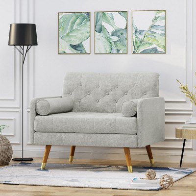 Coolbibila-Smooth Upholstered Accent Chair With Mid-Century Design, Club Chairs With Two Matching Pillows, 38 Inch Long Chair For Indoor