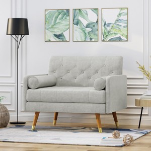 Coolbibila-Smooth Upholstered Accent Chair With Mid-Century Design, Club Chairs With Two Matching Pillows, 38 Inch Long Chair For Indoor - 1 of 4
