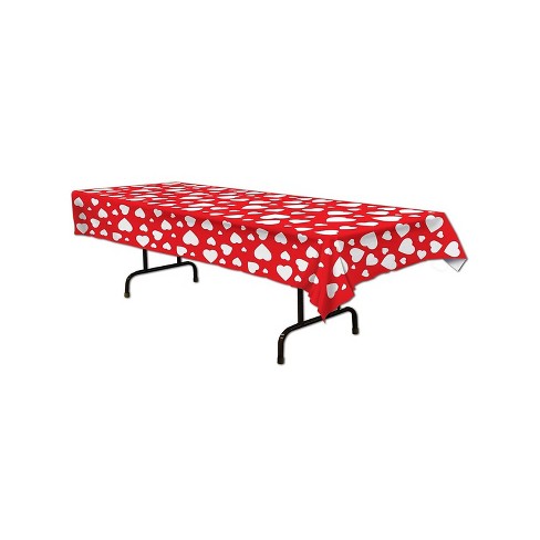 Beistle 54" x 108" Heart Tablecover; Red/White 2/Pack 70427 - image 1 of 1