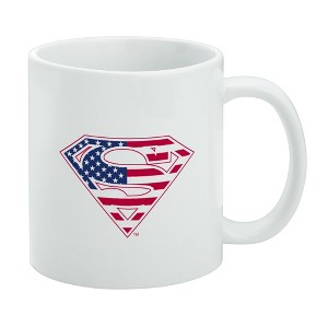 Superman USA American Flag Shield Logo Ceramic Coffee Mug, Novelty Gift Mugs for Coffee, Tea and Hot Drinks, 11oz, White - 1 of 4