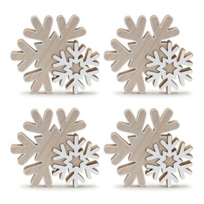 Melrose Glittered Wood Snowflake (Set of 4)