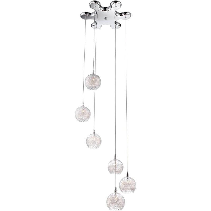 Possini Euro Design Wired Chrome Multi Light Pendant Chandelier 18" Wide Modern Clear Art Glass for Dining Room House Foyer Kitchen Island Entryway, 5 of 8