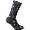 Crazy Dog T-Shirts Women's Why Yes Actually I Can Drive A Stick Socks Funny Halloween Party Witch Graphic Novelty Footwear - 3 of 4