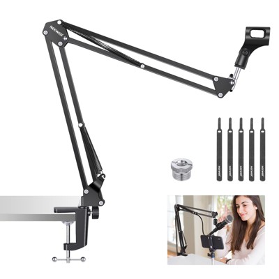 MaseiKar Microphone Arm Stand, Suspension Boom Scissor Mic Arm Stand with 3/8¡±to 5/8¡±Screw and Cable Ties Compatible with Blue Yeti and Other Mics