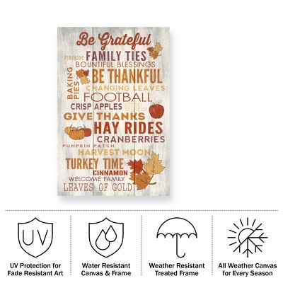 Thanksgiving Collage Outdoor Canvas Print in White and Orange