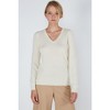 JENNIE LIU Women's 100% Pure Cashmere Long Sleeve Pullover V Neck Sweater - 3 of 4