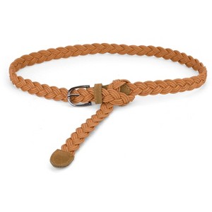 INSPIRE CHIC Women's Adjustable Thin Braided Rope Faux Leather Belt - 1 of 4