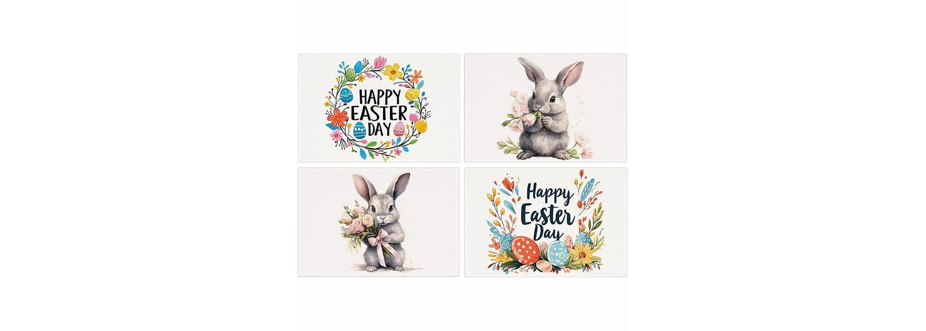 Lomsoe Easter Bunny Floral Placemats Set of 4 Spring Happy Easter Day Table Place Mats for Kitchen Dining Home Party Decor Easter Gift 12x18Inch