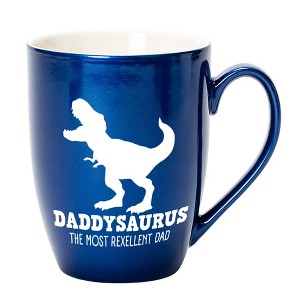 Elanze Designs Daddysaurus The Most Rexellent Dad Navy Blue 10 ounce New Bone China Coffee Cup Mug - 1 of 4