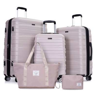 5 Piece Hard Shell Luggage Set with TSA Lock and Spinner Wheels Lightweight Expandable Travel Bags - Cuddlewood