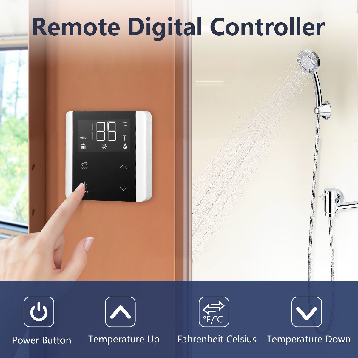 RV Tankless Propane Water Heater, On-Demand Quick Hot Water, 12V DC, Remote Control Digital Panel, 15x15 in Compact Fit, High Altitude Ready - thumbnail 5