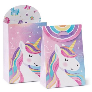 Big Dot of Happiness Unicorn Favor Boxes, Rainbow Happy Birthday Decorations, Magical Unicorn Party Goodie Gift Bags - Set of 12 - 1 of 4