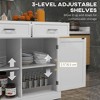HOMCOM Rolling Kitchen Island with Drop Leaf Wood Breakfast Bar, Farmhouse Kitchen Cart with 2 Drawers, Adjustable Shelves for Dining Room, White - 4 of 4