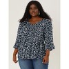 Agnes Orinda Women's Plus Size Babydoll Peplum High Low Hem V Neck 3/4 Sleeve Trendy Tops - 4 of 4
