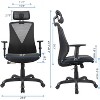 Grungis 45.3"H Ergonomic Office Chair with Adjustable Headrest and Armrest,Swivel Desk Chair with Storage,Dining Chair for Kitchen,Black - 3 of 4