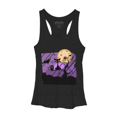 Women's Design By Humans Night Halloween moon By ChadiElHanchi Racerback Tank Top