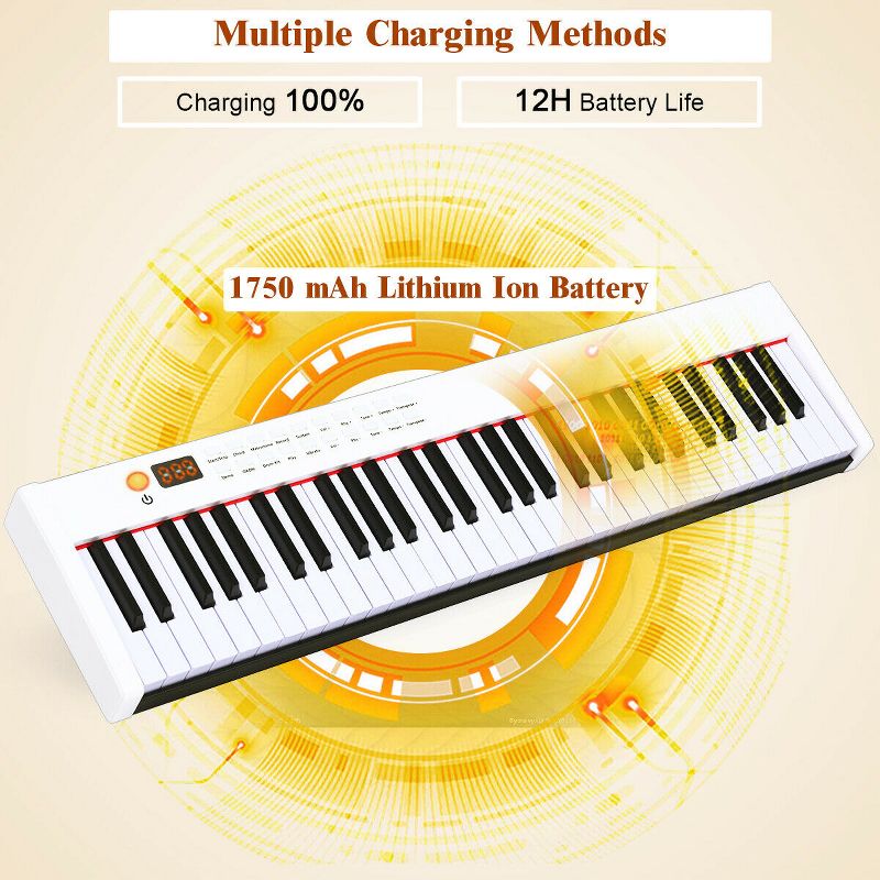 Costway BXII 61 Key Digital Piano MIDI Keyboard w/MP3 White, 4 of 11