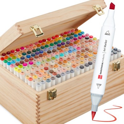 Best Choice Products Set Of 168 Alcohol-based Markers, Dual-tipped Pens W/  Brush & Chisel Tip, Carrying Case : Target