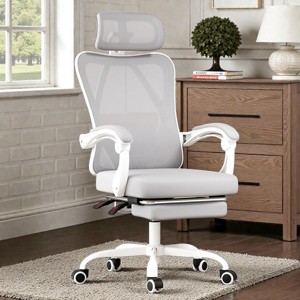 Mshliw Ergonomic Mesh Office Chair with Footrest, Adjustable Headrest & Lumbar Support, High-Back Reclining Computer Desk Chair for Home Office - 1 of 4