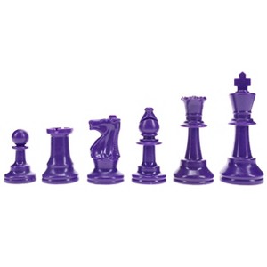 WE Games Color Bright Plastic Staunton Tournament Chess Pieces with 3.75 in. King - Half Chess Set of Chess Pieces Only, Purple - 1 of 4